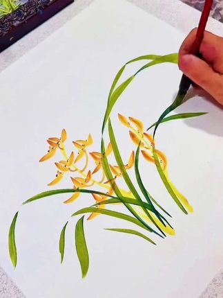 纵有繁花三千色,不及素雅入我心。❤️,#纯手绘国画 #国画兰花小品 #国画兰花画法 #国画培训 #少儿国画教学