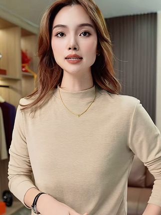 女式秋季小立领打底衫#女装 #打底衫 #女装穿搭