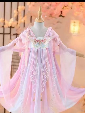 儿童汉服襦裙,女童连衣裙,超仙古风公主裙,洋气演服,#女童汉服 #公主裙仙女裙 #仙气飘飘 #这也太好看了 。