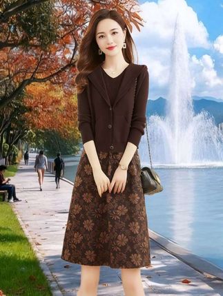 秋季2025新款女装针织连衣裙秋冬高级感穿搭小个子时尚马甲套装裙#遮肉显瘦 #洋气减龄 #高端大气 #洋气上档次 #时尚气质穿搭