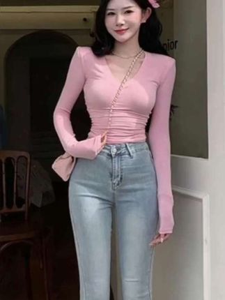 亦菲同款立体蝴蝶结牛仔裤女2025秋款欧若风高腰显瘦翘臀喇叭裤子#潮流百搭