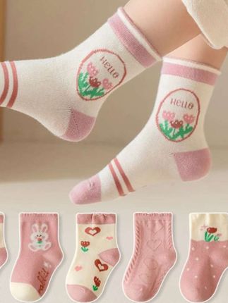 【5双装棉袜】新品秋冬儿童袜子可爱卡通男童女童袜子0-12岁中筒袜