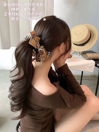 格纹真的好耐看#头饰发饰 #香蕉夹#抓夹#氛围感发饰#温柔气质抓夹