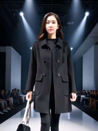 纯色大码新款女装,韩版宽松中长款毛呢外套,女双排扣显瘦呢子大衣#高贵优雅#穿出高级感#高级感穿搭 #穿出高级感