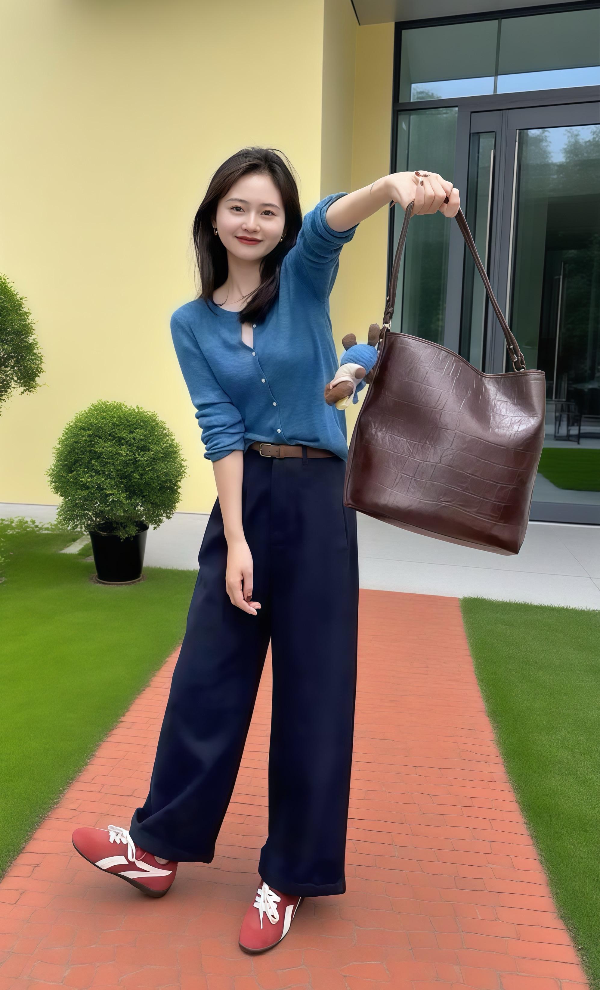 🌿 暖墙庭院,邂逅撞色松弛感穿搭 黄墙衬着绿坪,蓝棕红撞出活力,女生的这套搭配,把「撞色松弛感」拉满✨ 针织开衫添了温柔调,阔腿裤藏着慵懒小心思,红鞋与棕包又点亮了吸睛感,每一处都像把庭院漫游的故事穿在身上。抬手展示包包的姿态,把暖墙与撞色穿搭交织的时刻,过成了治愈的画。 这样穿太有氛围啦~撞色风+松弛剪裁,庭院打卡或日常出街都适配,轻松拿捏吸睛又自在的气质~ #庭院穿搭 #撞色松弛感 #暖墙氛围 #治愈时尚#舒适穿搭 @DOU+小助手 @巨量千川 @抖加🔥上热门🔥dou+🔥热点宝