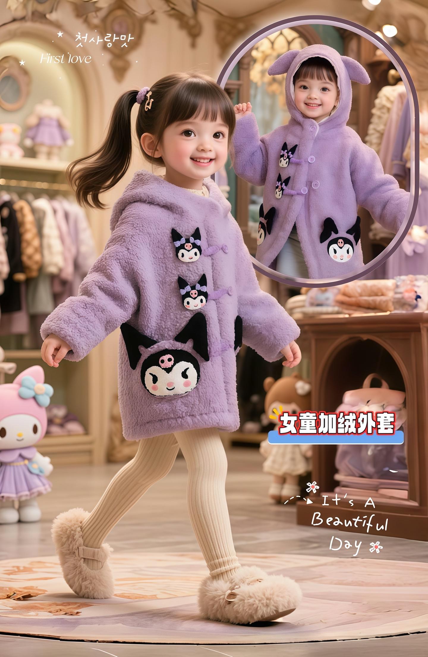 #女童加绒外套 #女童秋冬穿搭 #女童库洛米外套 #库洛米外套 #女童加厚外套
