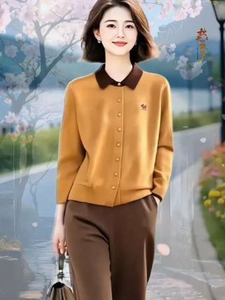 女式春秋新款针织衫翻领上衣,搭配阔腿裤,慵懒随性的感觉,简约又时尚,而且面料柔软舒适,宽松的版型不挑身材,怎么穿都好看!#品质女装 #慵懒随性 #简约穿搭 #穿出自己的风格 #两件套@巨量千川