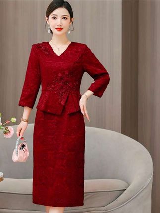 喜婆婆婚宴旗袍裙#结婚假两件妈妈礼服#时尚礼服#时尚女装