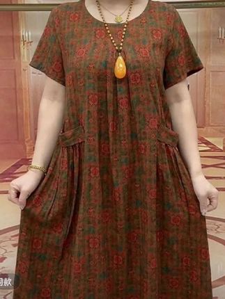 新款大码碎花显瘦连衣裙气质双兜大口袋设计感百搭裙子夏款妈妈装#优雅气质 #谁穿谁好看 #连衣裙