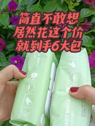 #我要上热门 姐妹们,我真的是薅到大羊毛了,才花了这个价格就到手了六大包婴儿湿巾#秦小兔婴儿手口湿巾#带娃宝妈分享@DOU+上热门