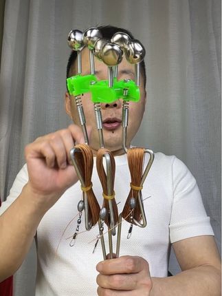 新款简易钓鱼地插手线懒人钓鱼神器全自动弹簧甲鱼鲢鳙黑鱼线组钩#渔具用品 #钓鱼地插支架
