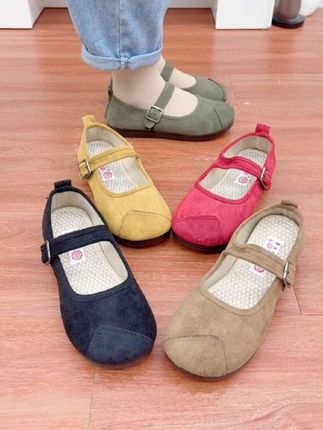 #春夏时尚百搭舒适透气豆豆鞋女#上脚舒适轻便好穿不累脚#一字带时尚妈妈鞋