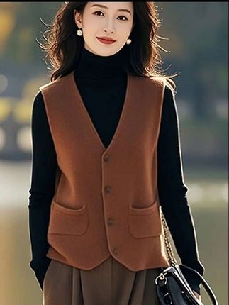 #高级感穿搭 #显瘦穿搭 #时尚百搭 #针织马甲 #马甲女款2025新款爆款  棕色V领外搭叠穿坎肩针织马甲女2025新款春季穿搭独特超好看上衣 谁穿谁好看