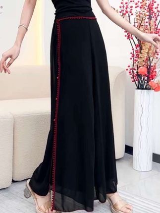 2025新款古典舞宽松双层珍珠雪纺阔腿裤女成人中国民族舞演出服裤做工精致面料柔软舒适简单大方时尚款轻薄透气新款上市