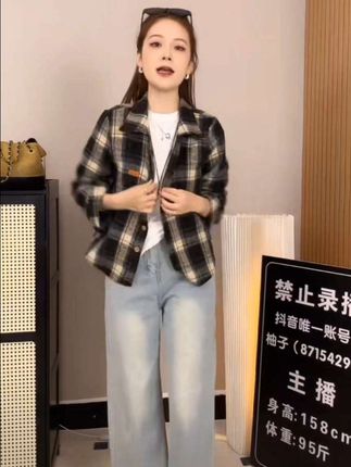 #秋季新款#女装#加厚格子衬衫#长袖开衫外套#休闲百搭上衣
