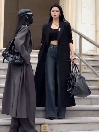 韩系长款西装外套女2025秋冬新款韩版宽松时尚气质百搭大衣西服#高级感穿搭 #气场全开 #气质女神范儿 #风衣穿搭 #气质女神穿搭