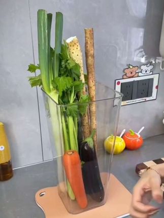 长长的大葱、山药、莴笋、芹菜~终于有专门的收纳桶了!不占空间还不脏地板! #生活好帮手 #居家必备 #厨房好物