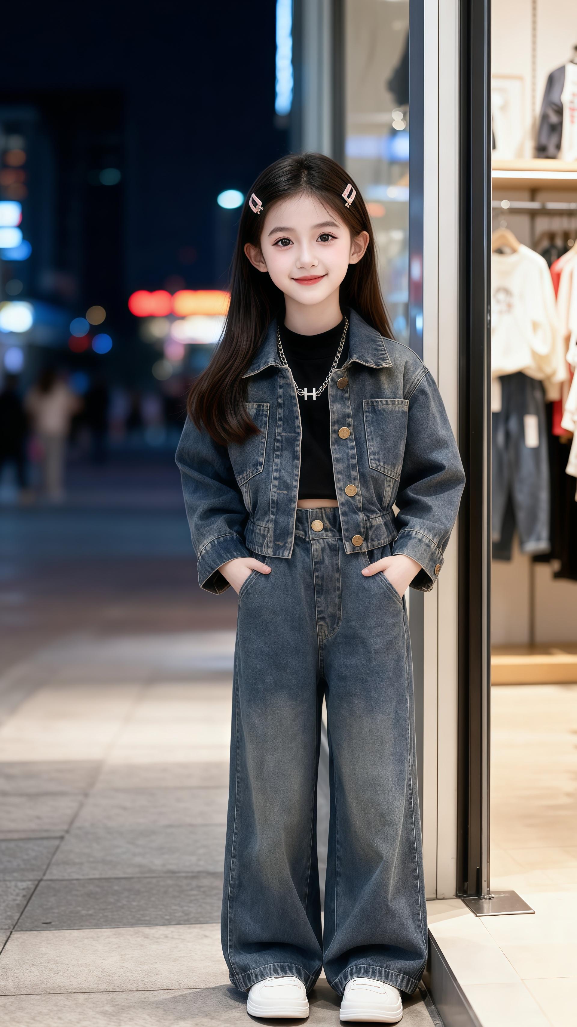 女童秋款实用韩版牛仔套装。#秋季日常实用穿搭思路分享 #秋冬才是复古感穿搭的主场 #上衣裤子穿搭公式来了 #早秋叠穿万能公式来了 #女童穿搭 @抖加🔥上热门🔥dou+🔥热点宝
