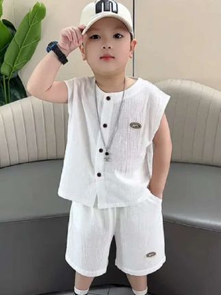男童夏装套装2025新款儿童薄款无袖背心开衫五分裤潮酷两件套#面料亲肤#潮酷穿搭#视频同款@巨量千川