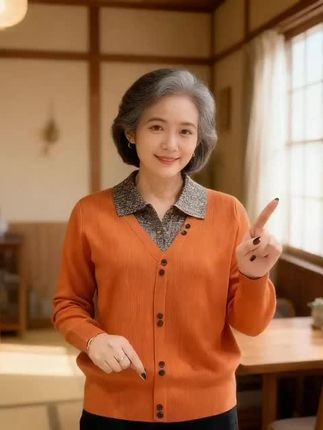 翻领假两件针织衫高档洋气百搭女装爆款打底衫时尚中老年妈妈装#好物推荐#好物分享#热门#正品#爆款
