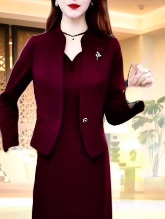 #喜婆婆婚宴礼服裙 #修身显瘦上档次套装裙