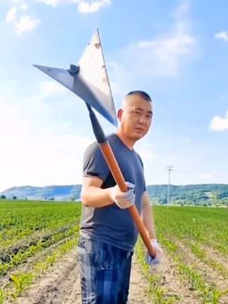 农用锰钢开沟拉钩锄头,手拉梨开沟锄头,三角锄头尖锄农用翻地松土#锰钢三角锄头#锄头#三农 #助力三农