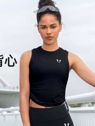 马甲线运动抽绳宽松背心户外跑步透气亲肤春夏季女款F2521B741#运动穿搭 #青春活力 #夏日穿搭 #好身材好气质 #瑜伽服搭配