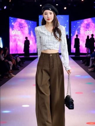 喜绚军绿咖色直筒牛仔裤女春夏薄款新款时尚高腰宽松阔腿裤#穿搭 #早秋穿搭 #牛仔裤 #阔腿牛仔裤 #高腰宽松牛仔裤