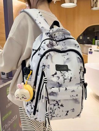 #水墨国风书包 女初中生高颜值大容量高中小学生双肩包#男大学生背包