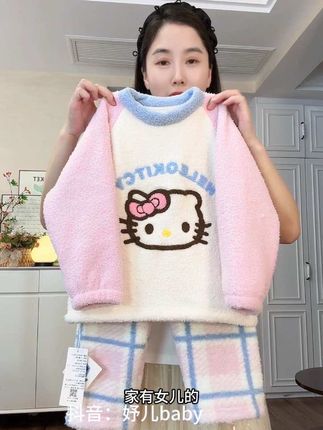 一眼心动的女童卡通家居服套装来啦!一整套上身又萌又可爱! #生女儿就是用来打扮的 #儿童睡衣 #儿童家居服 #妤儿童装 #高品质童装