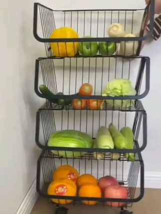 【四层置物架】厨房落地水果蔬菜架菜篮子卧室储物架零食收纳架带轮#四层置物架 #水果蔬菜架 #收纳整理 #厨房 收纳架#厨房置物架
