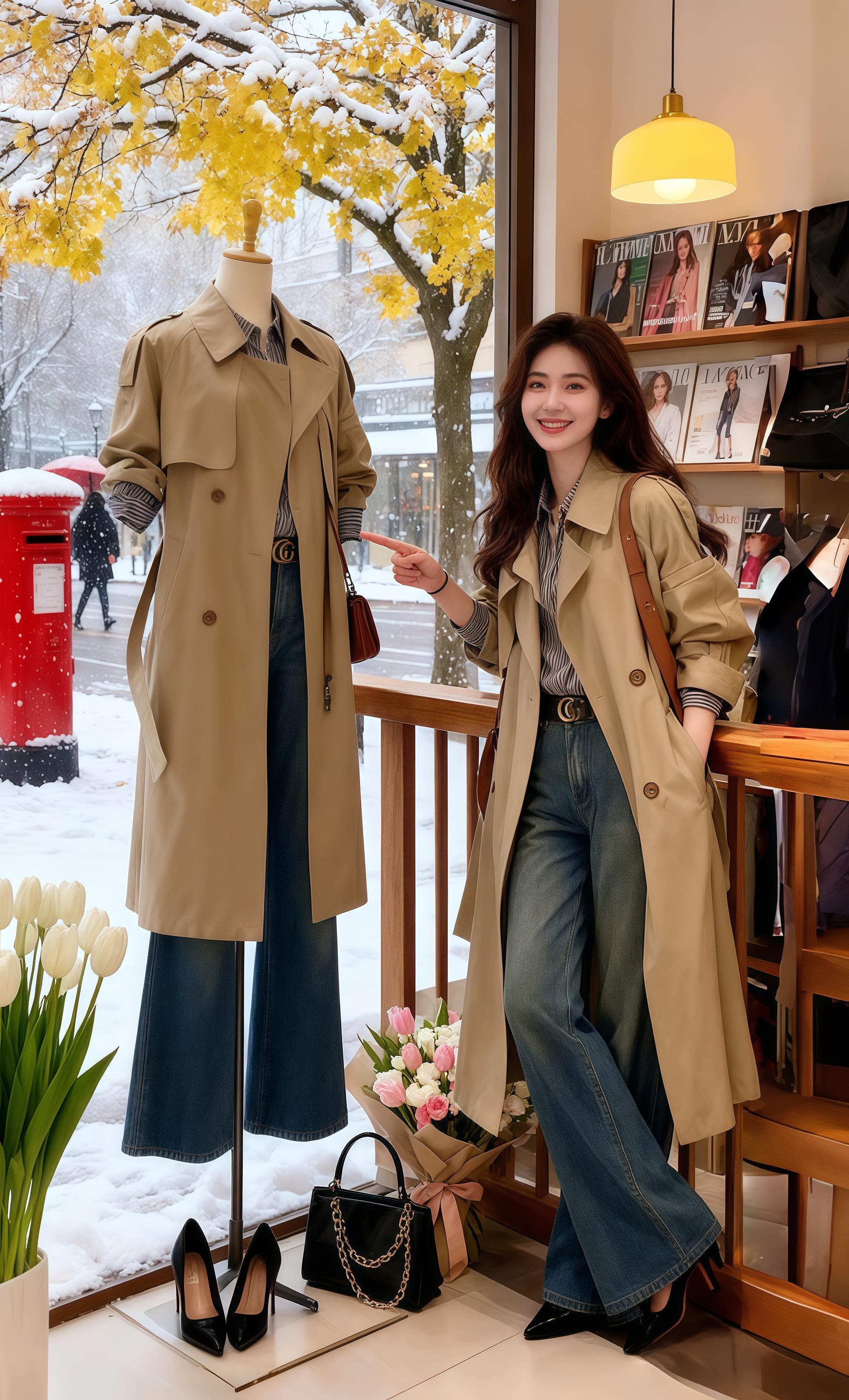 雪片落在驼色风衣肩头时,苏清然正对着橱窗里的杂志笑。身后传来熟悉的脚步声,她一回头,就撞进陆沉温柔的眼眸里。   “在看什么?”他声音带笑,顺手拂去她发梢的雪。 她指了指杂志上的风衣,眼神亮晶晶:“和我身上这件很像呢。” 陆沉低头,指尖轻轻碰了碰她的衣摆,语气认真:“可它没你穿得好看。”   街角的红邮筒落了雪,郁金香在暖光里开得正好,他望着她的笑,忽然觉得,这个冬天的所有风景,都不及她眼中的光。 #高级感穿搭 #大衣 #英伦风 #每日分享 #穿搭 @DOU+上热门 @DOU+小助手 @抖加🔥上热门🔥dou+🔥热点宝