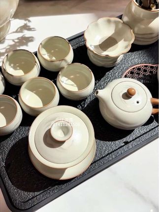 唐丰汝窑茶具套装开片家用办公室中式西施壶茶杯盖碗泡茶工具茶台#茶具好物推荐 #茶器 #品茶静心 #茶韵 #汝窑茶具