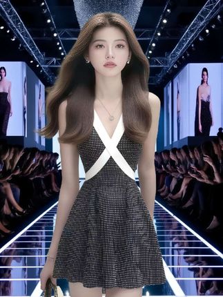 温柔纯欲千金风黑色V领无袖修身收腰设计感连衣裙女气质显瘦女装#夏日通勤休闲穿搭 #我的日常穿搭合集 #夏日不费力一周穿搭合集#夏日情侣有效出游穿搭 #解锁职场穿搭