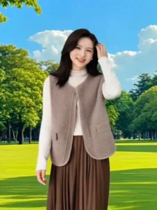 春季新款颗粒绒毛绒绒马夹外穿背心女马甲 #女士马甲背心 #颗粒绒马甲 #面料柔软舒适 #春秋穿搭 #马甲
