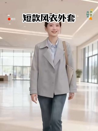 短款风衣女小个子高级感休闲洋气工装外套#穿出不一样的风格#短款风衣外套 #风衣外套#初秋穿搭#穿出高级感