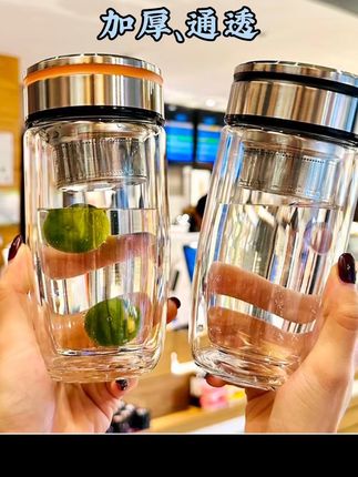 双层加厚鹅蛋杯,可爱茶杯#水晶杯 #杯子 #茶水分离杯 #玻璃杯 #水杯