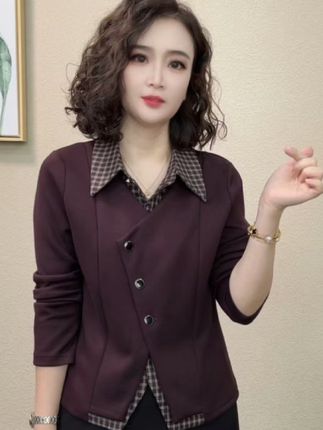 2025秋季新款休闲风气质时尚衬衫减龄假两件拼接长袖上衣#休闲穿搭 #气质百搭 #假两件衬衫 #长袖衬衫 #洋气减龄