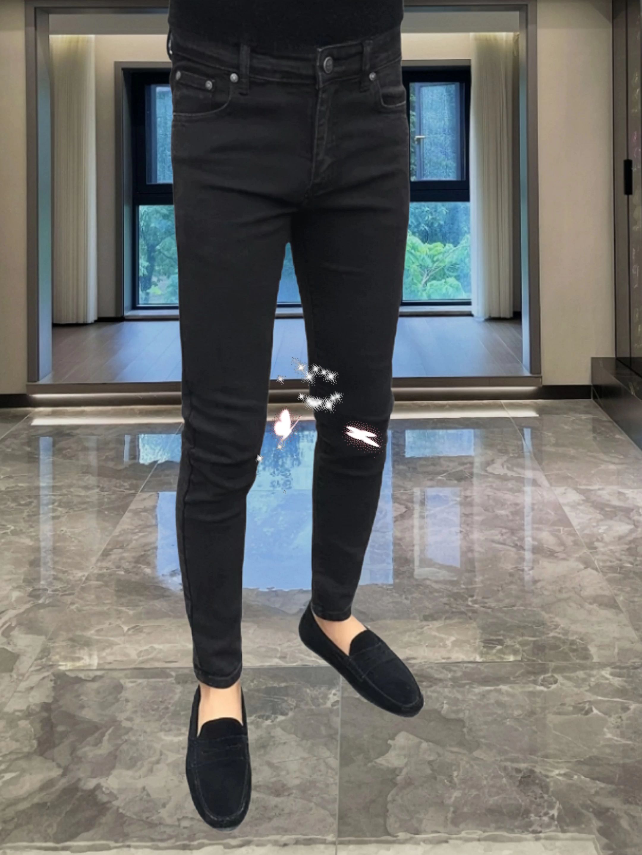 牛仔裤男修身小脚,黑灰色韩版潮,流潮牌高端休闲百搭,秋冬新款九分裤,弹力显瘦青年街头复古水洗舒适透气,耐穿个性时尚简约商务通勤运动风#面料柔软舒适 #谁穿谁好看 #显瘦穿搭 #百搭裤子 #品质男装