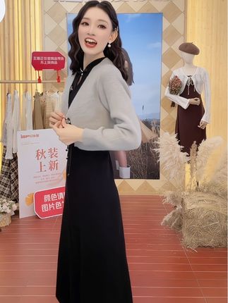 IEF/爱依服2025新款秋季新中式毛织里外套裙#高级感穿搭 #通勤时尚穿搭 #显高显瘦显腿长 #气质仙女裙穿搭 #长款连衣裙