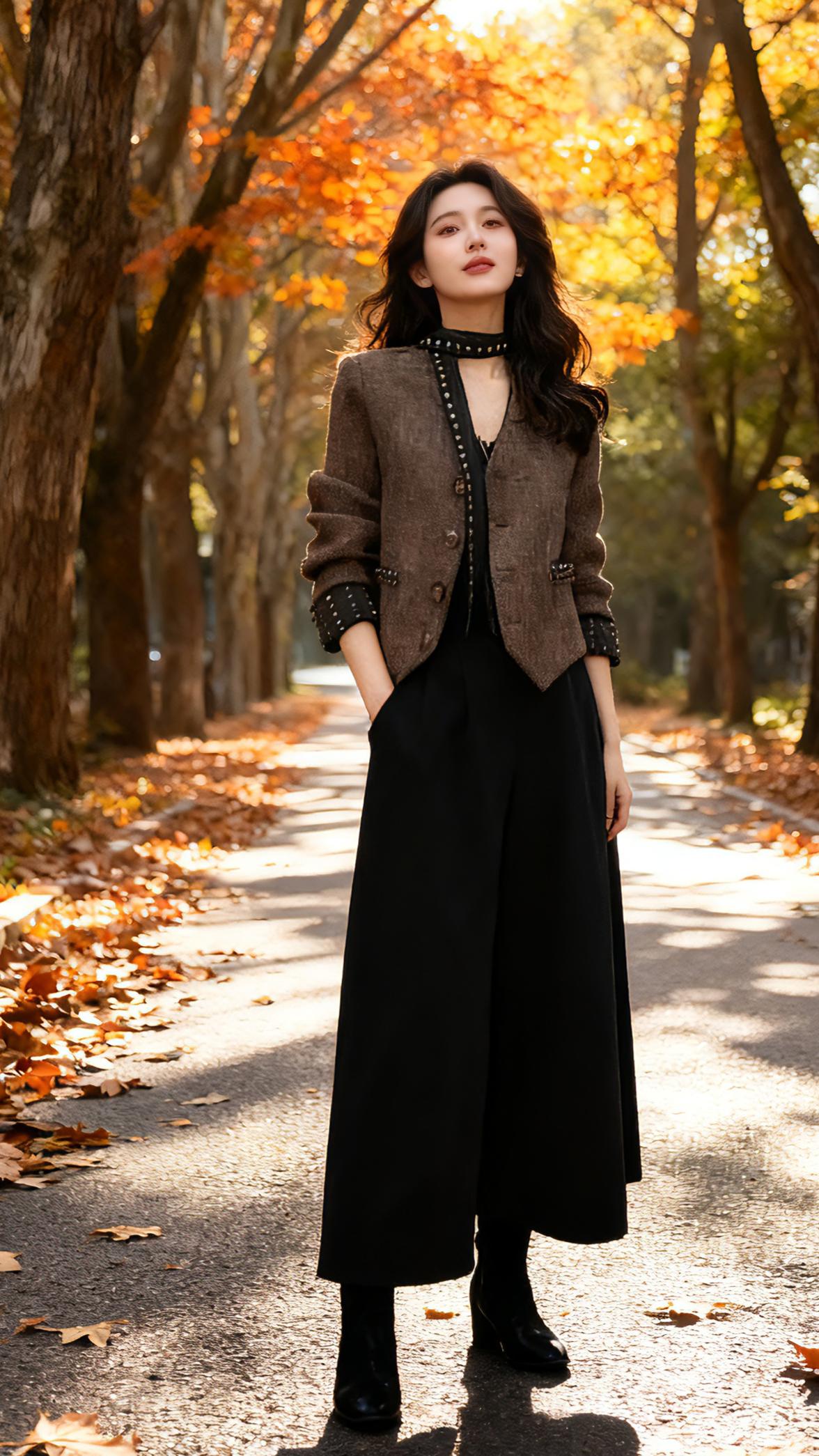 大码秋冬新款时尚V领外套高腰遮胯休闲裤。#秋冬穿搭实用主义 #时尚穿搭#我的初冬穿搭look#细节满满的秋冬设计感穿搭#秋冬氛围感穿搭的重要性@DOU+上热门