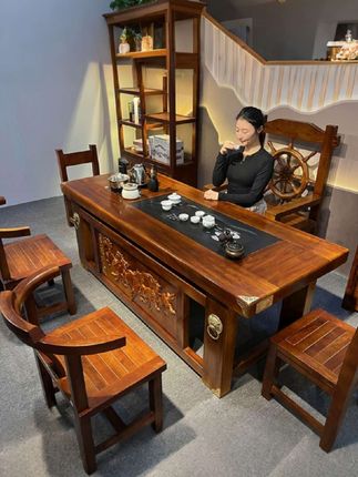 #茶桌茶台 #新中式实木家具 #实木茶桌 #霸气十足 #实木茶桌 @初九(安)