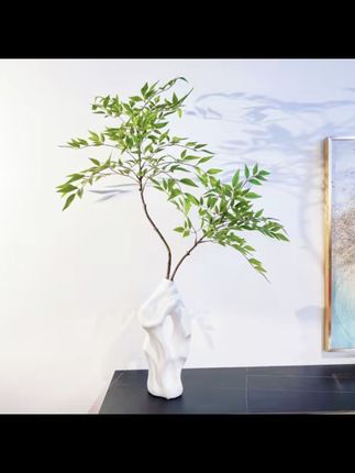 花妍仿真3D打印过胶南天竹树枝客厅玄关电视柜装饰仿真花树叶#楠天竹 #仿真摆件 #酒柜摆件 #仿真摆件 #玄关摆件