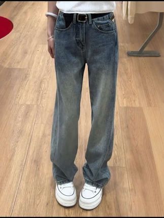 #窄版阔腿裤 #直筒裤 #高腰牛仔裤 #加绒保暖 #显瘦显高显腿长