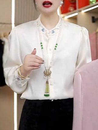 #无限回购的宝藏单品 2025秋季新款新中式名族风衬衫女设计感百搭女士上衣显瘦衬衣#长袖衬衫 #百搭上衣 #收腰衬衫 #穿搭分享