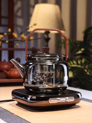 蒸煮一体印花提梁壶烧水壶煮茶养生壶 高端大功率电陶炉套装#电陶炉煮茶 #煮茶器#茶壶#烧水壶 #养生壶