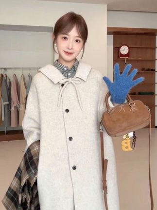 反季大促【心动女生】设计师学院款连帽双面羊毛呢大衣气质外套#今日穿搭 #高级感穿搭 #外套分享 #学院风穿搭 #外套穿搭