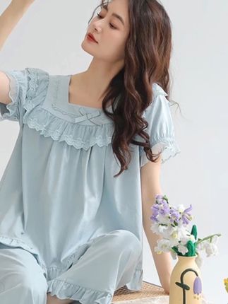 甜美又温柔的夏季睡衣,家居服 #家居服#夏季女士睡衣 #舒适家居服 #舒适透气又凉快 #夏季穿搭