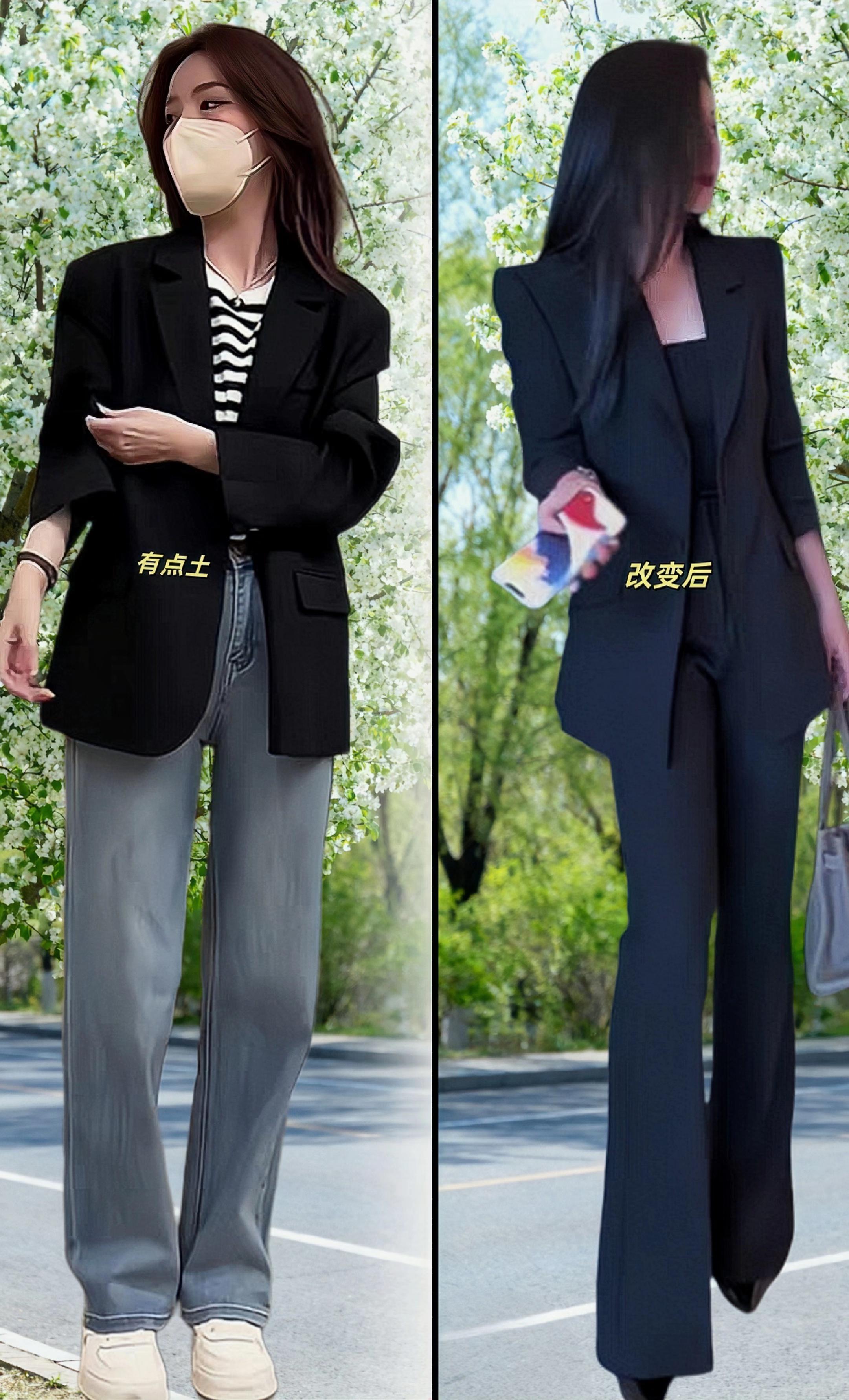 黑西装套装才是穿搭界的王炸选手!穿上就懂什么叫显瘦魔法——韩版挺括西服搭高腰微喇裤,一套直接封神! 肩线做得立体又利落,完全不压个子,小个子也能穿出170的强大气场。裤脚开叉是藏不住的小心机,走路带风不说,还巨显腿长。经典黑色自带万能属性,内搭吊带清透、配白T干净,怎么搭都时髦得刚好。 细节里的精致感让人一眼心动,洋气到根本不想脱下来。通勤时是飒爽职场人,约会时是拽姐本姐,炸街时更是吸睛焦点,各种风格全都能轻松拿捏。穿上自带“生人勿近”的高级感,回头率直接拉满! #时尚休闲穿搭 #春秋穿搭 #通勤搭配 #优雅气质 #最美穿搭 @DOU+上热门 @DOU+小