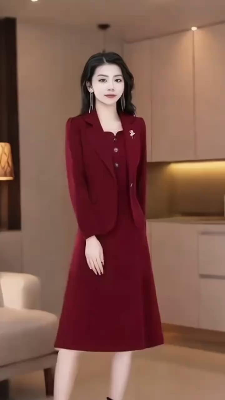 喜婆婆婚宴装2025新款女春秋季连衣裙长袖妈妈婚礼服十三行两件套#女装穿搭 #时尚气质穿搭 #优雅气质 #减龄显瘦穿搭 #婚庆礼服